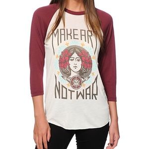Obey make love not war baseball tee